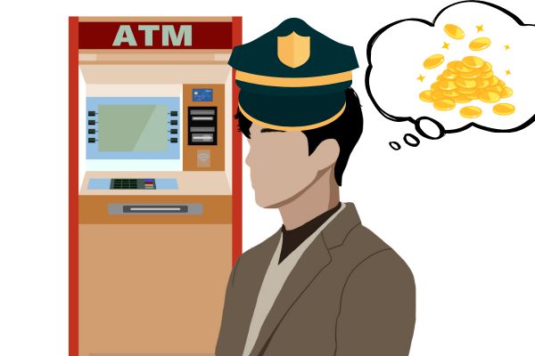 ATMで不正にお金を下ろすイメージ画像